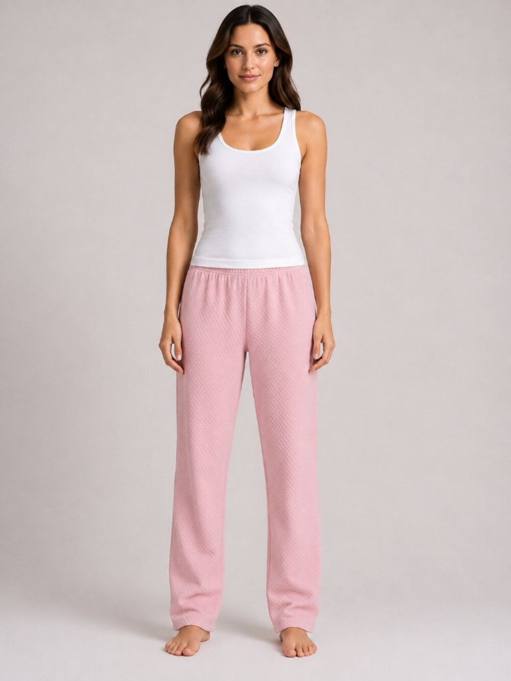 Blair Women's Pink Textured Pull-On Pants Elastic Waist Size L-FAIR SEE NOTES
